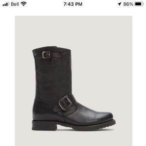 Frye Veronica Black Leather Short Boots, Size 8